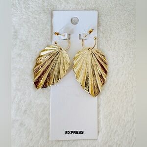Express Shimmering Gold Leaf Earrings - NWT